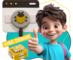 Тестирование & Vibe Debug. Охотники за багами - КИБЕРшкола программирования для детей, компьютерные курсы для школьников, начинающих и подростков - KIBERone г. Северное Чертаново