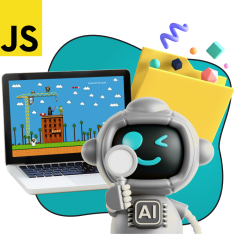 Язык программирования JavaScript + AI. Проектное обучение + геймификация + AI-помощники - КИБЕРшкола программирования для детей, компьютерные курсы для школьников, начинающих и подростков - KIBERone г. Северное Чертаново